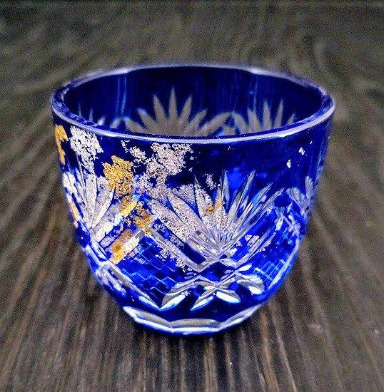 箔舞切子グラス40　ブルー［NF239］