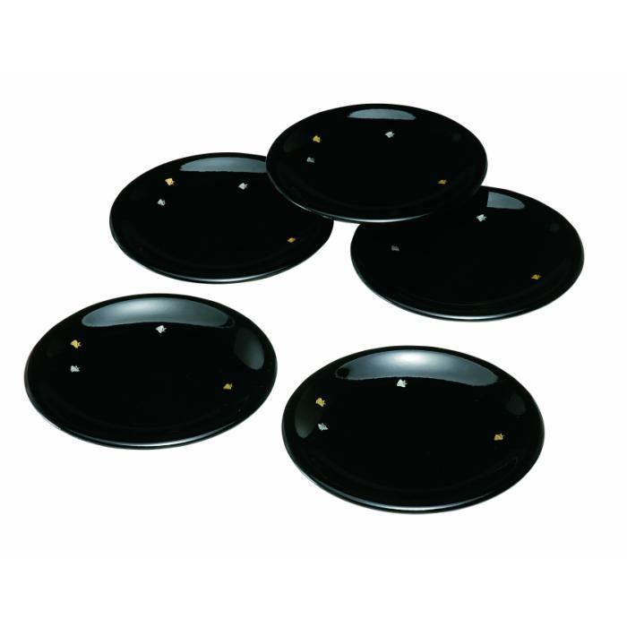 5.0寸 銘々皿 黒 千鳥 (5枚組)［YG111］