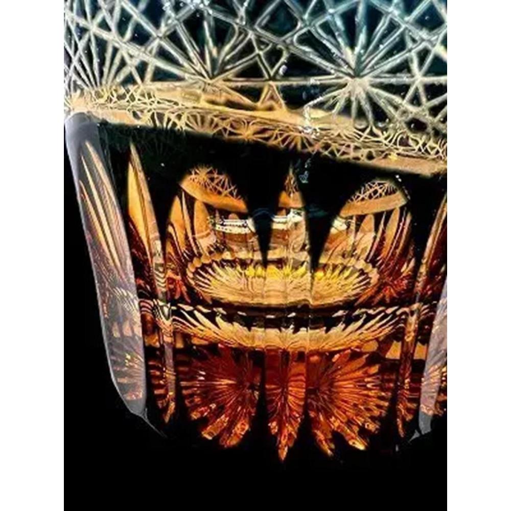 切子グラス（漆技） オールドグリーン 【NF28】