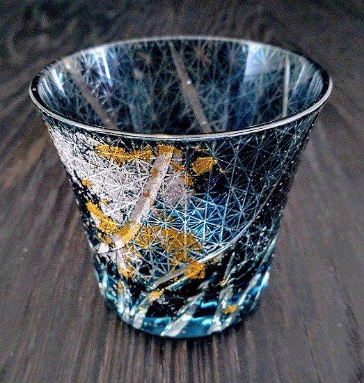 箔舞切子グラス240　ダークブルー［NF247］