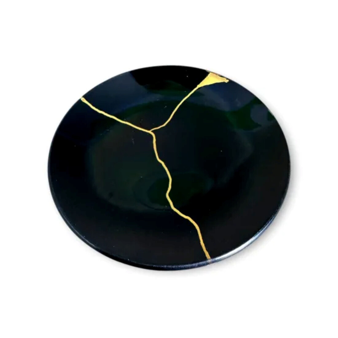 丸小皿  金継ぎデザイン 漆黒 ［NF144］