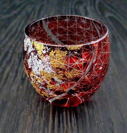 箔舞切子グラス100　レッド［NF241］