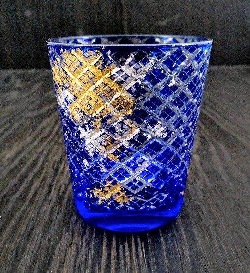 箔舞切子グラス220　ブルー［NF245］