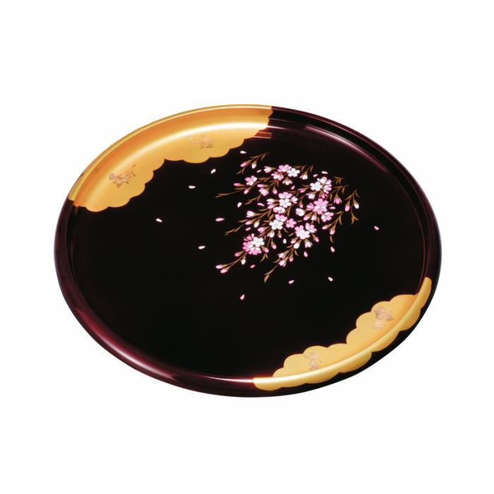丸盆 30cm 溜 金雲さくら ［YG455］