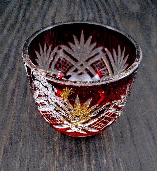 箔舞切子グラス40　レッド［NF238］