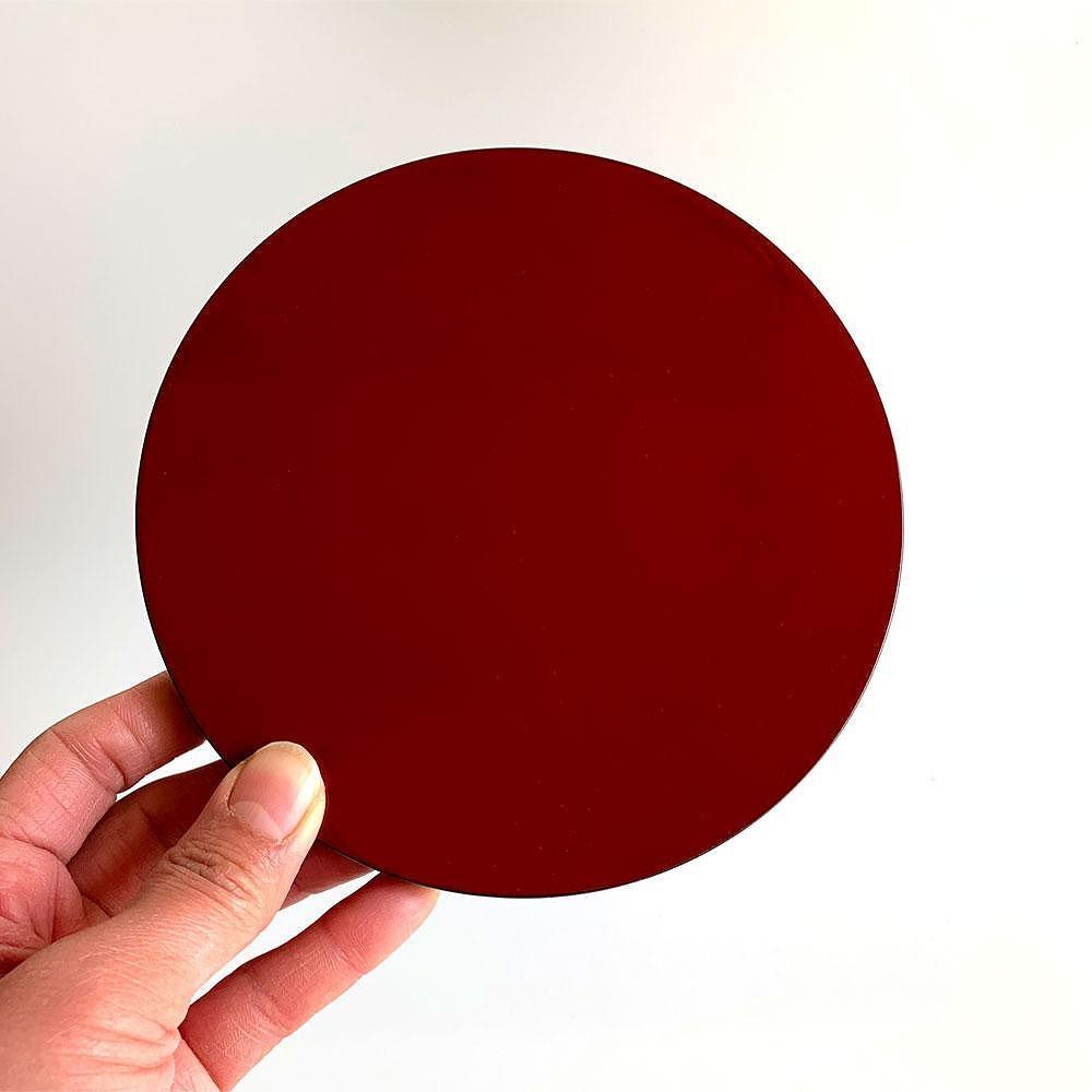 木製 丸板 敷板 花台 黒/朱 5号(15cm) 床の間 フィギュア【YG362】