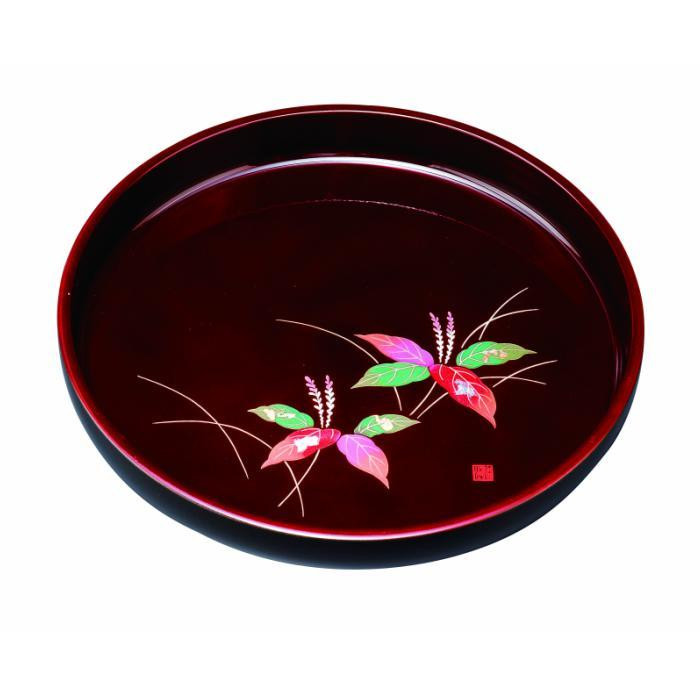 丸盆 30cm 溜 二人静 ［YG448］