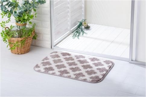 コスモトロンで作った人気のモロッカン柄吸水速乾バスマット縦50cm×横70cm ベージュ