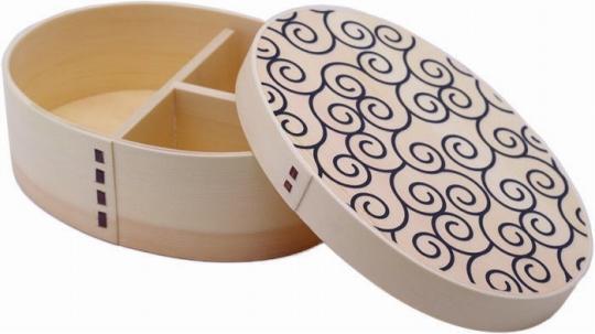 紀州漆器 曲げわっぱ まげわっぱ 弁当箱 白木唐草 黒 ［YS72］