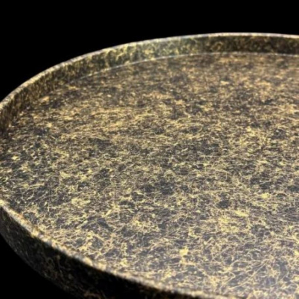 木製 丸トレイ 乱糸（マット仕上げ）漆黒［NF68］