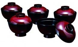 3.7吸物椀 篁 5客入（食器洗浄機OK） 紀州漆器［YS40］