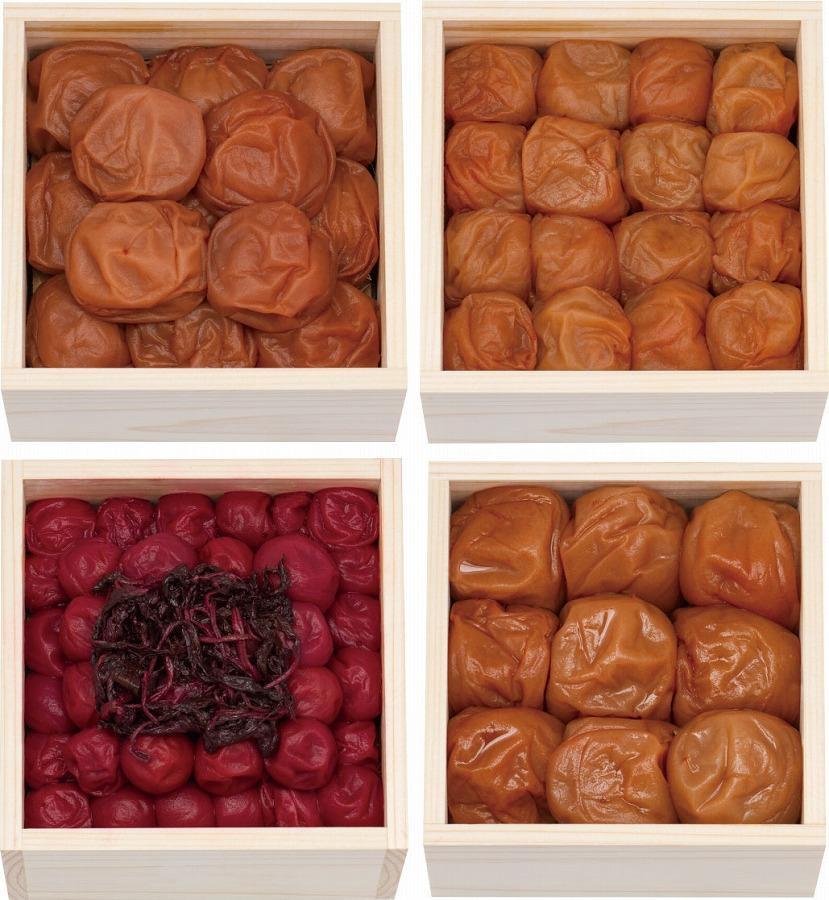 【ギフト用】高級南高梅食べ比べ4種計1kg入 紀州塗箱 網代模様仕上 【SW91】