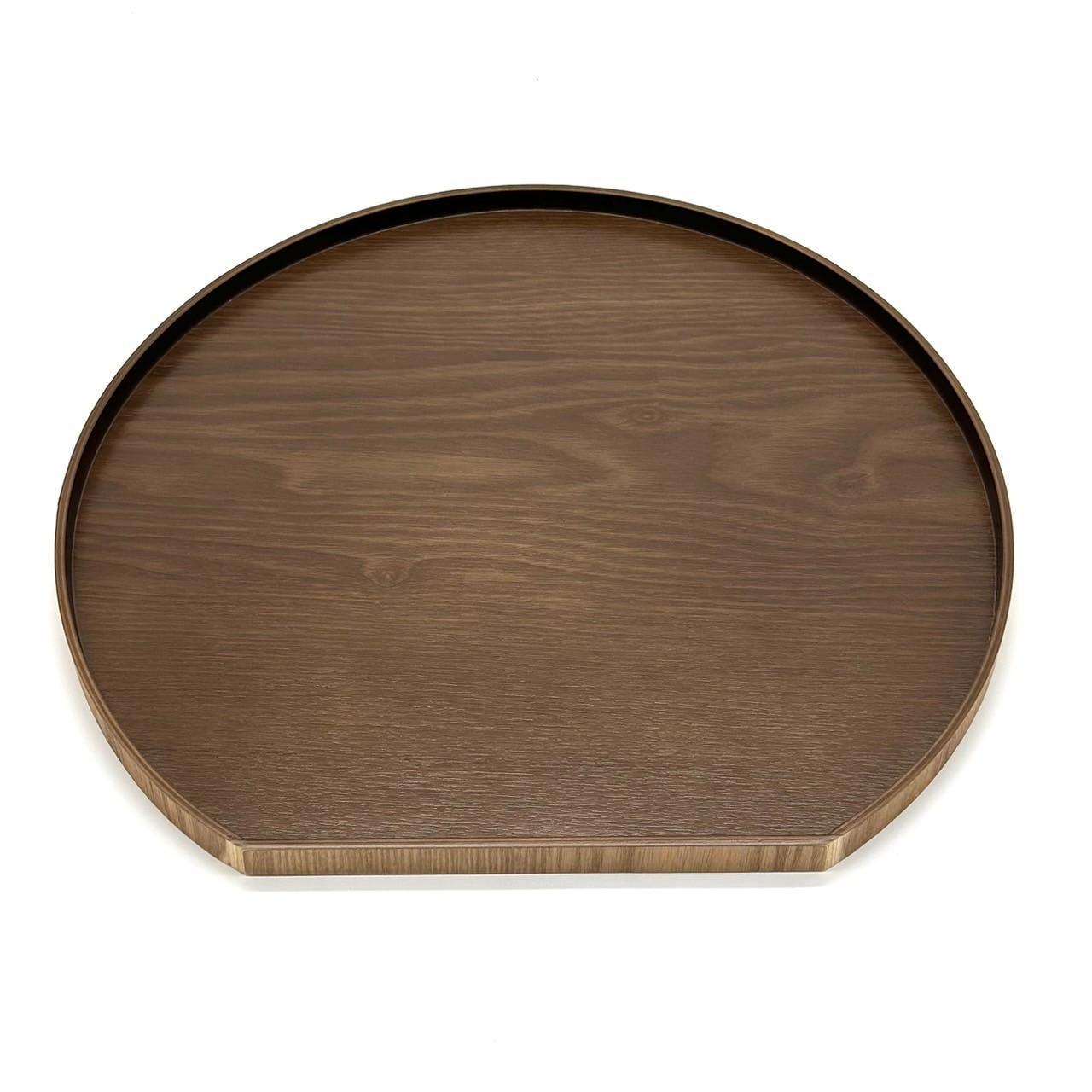 ［マロンブラウン］紀州漆器 木製 カラー半月盆 トレー 約36cm［YS140］