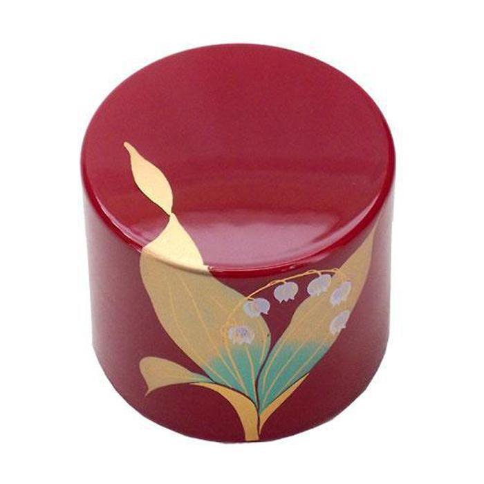 紀州漆器 文鎮 ペーパーウェイト 丸型 朱 スズラン【YG172】