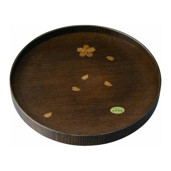 木製丸盆 尺 30cm 桜 ［YG469］