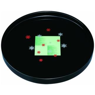 木製丸盆 30cm 黒 市松雪化粧【YG391】