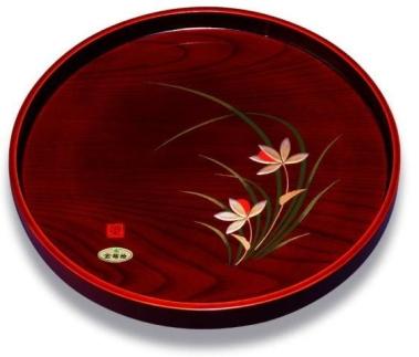 木製丸盆 30cm 春らん【YG390】