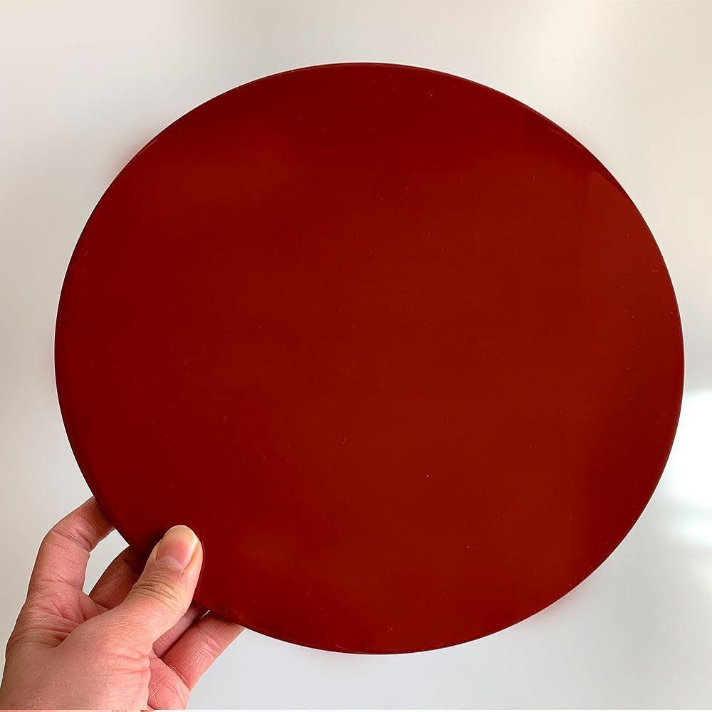 木製 丸板 敷板 花台 人形台 黒/朱 9号(27cm)【YG364】