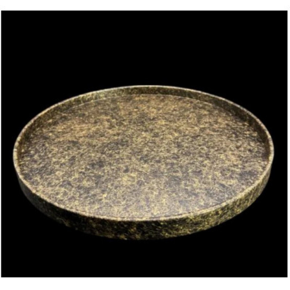 木製 丸トレイ 乱糸（マット仕上げ）漆黒［NF68］