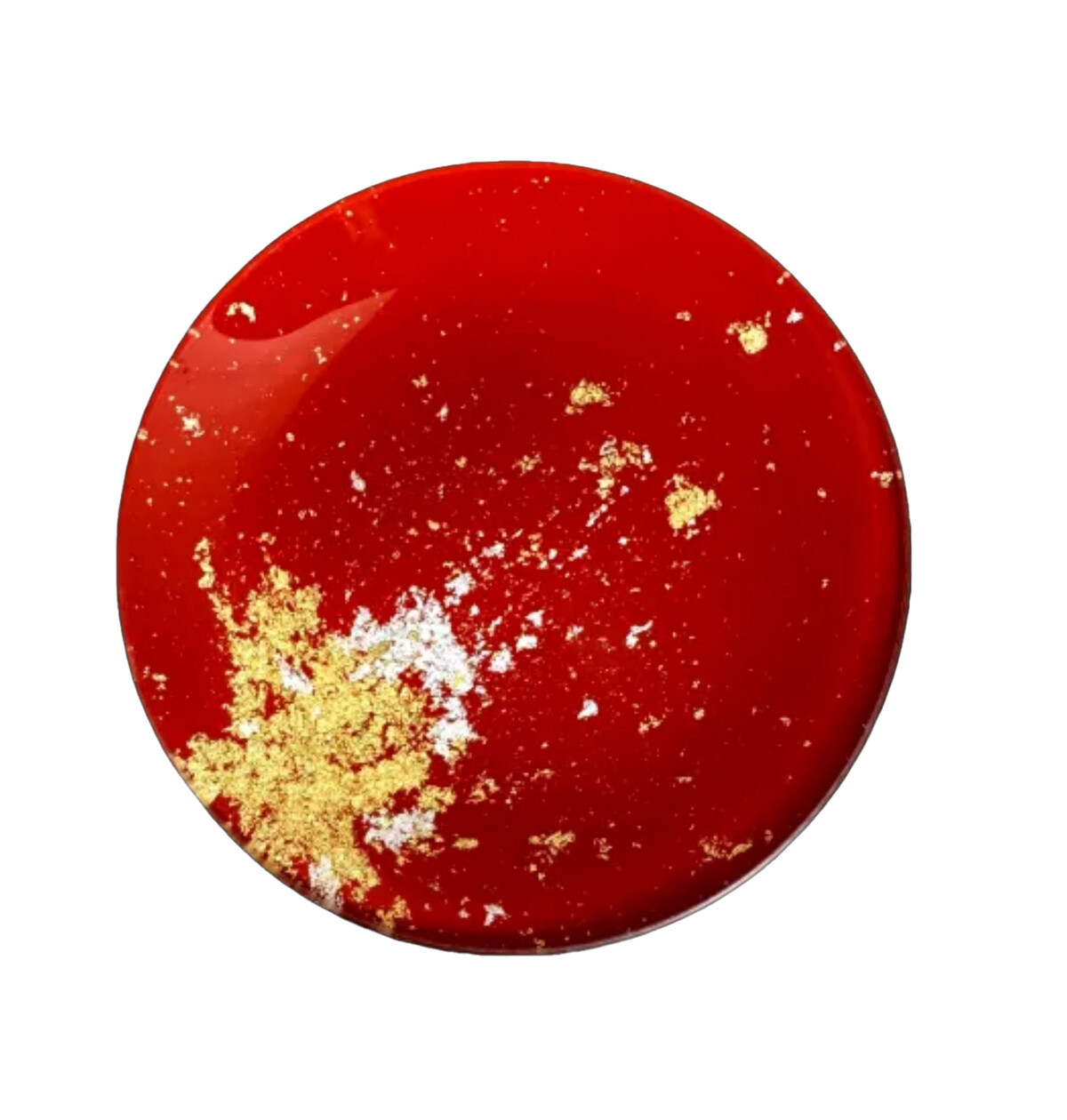 丸小皿 古代（金箔）本朱［NF173］