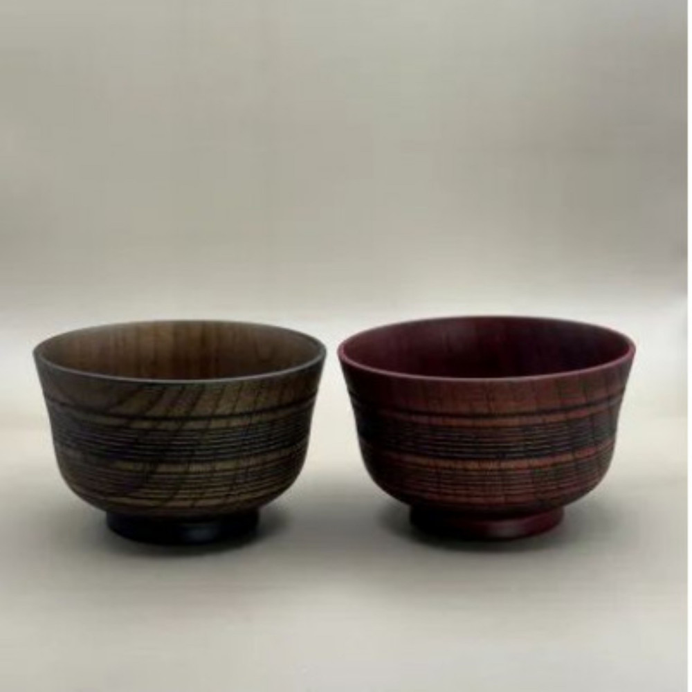 線面汁椀 ２個セット［黒漆］［朱］各1［NF94］