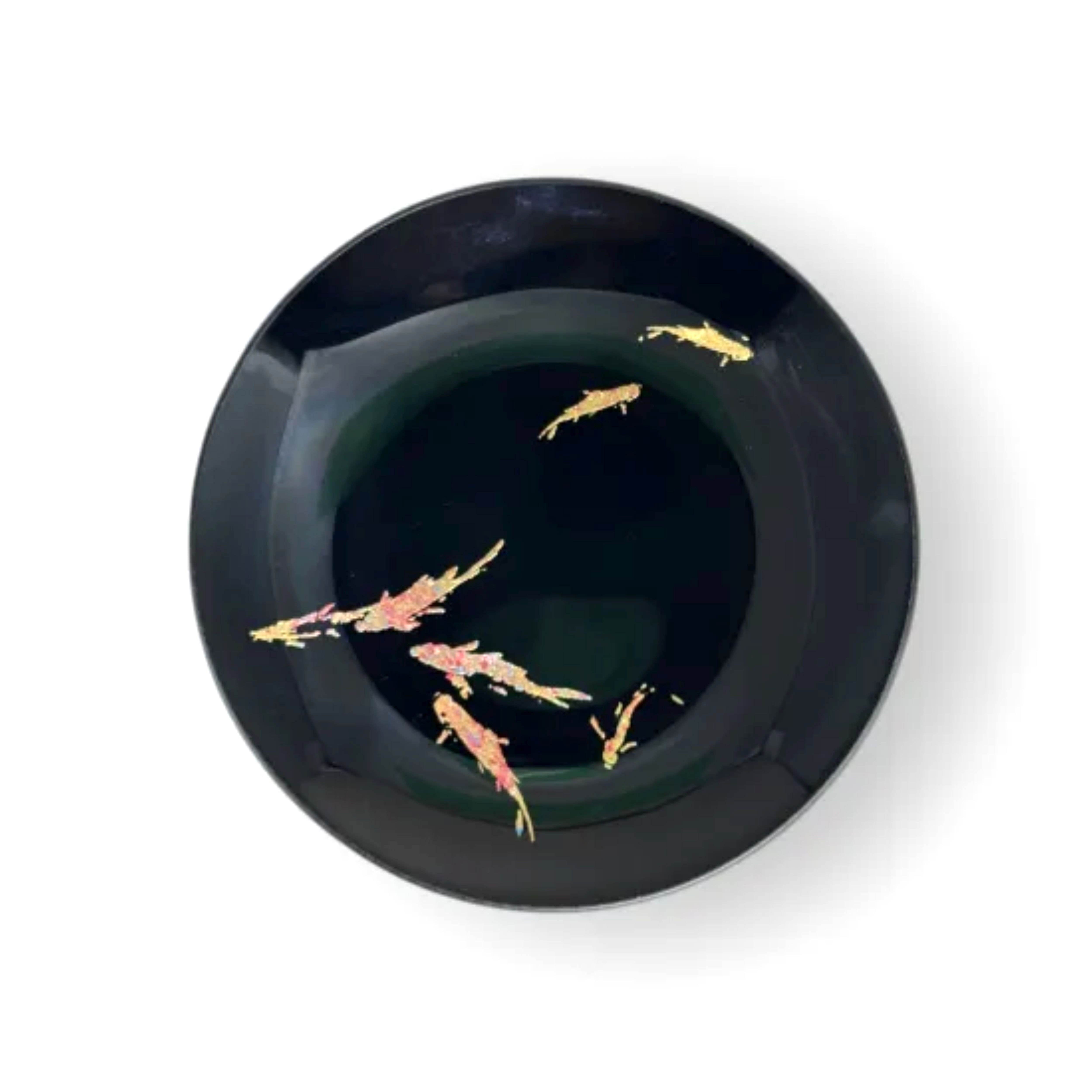 丸小皿 鯉 漆黒 ［NF267］