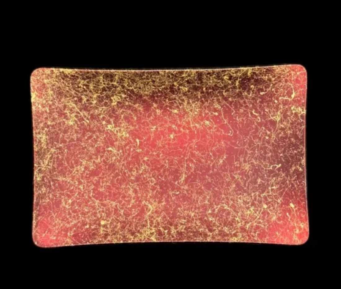 角小皿 乱糸(マット仕上げ) 赤溜 ［NF137］