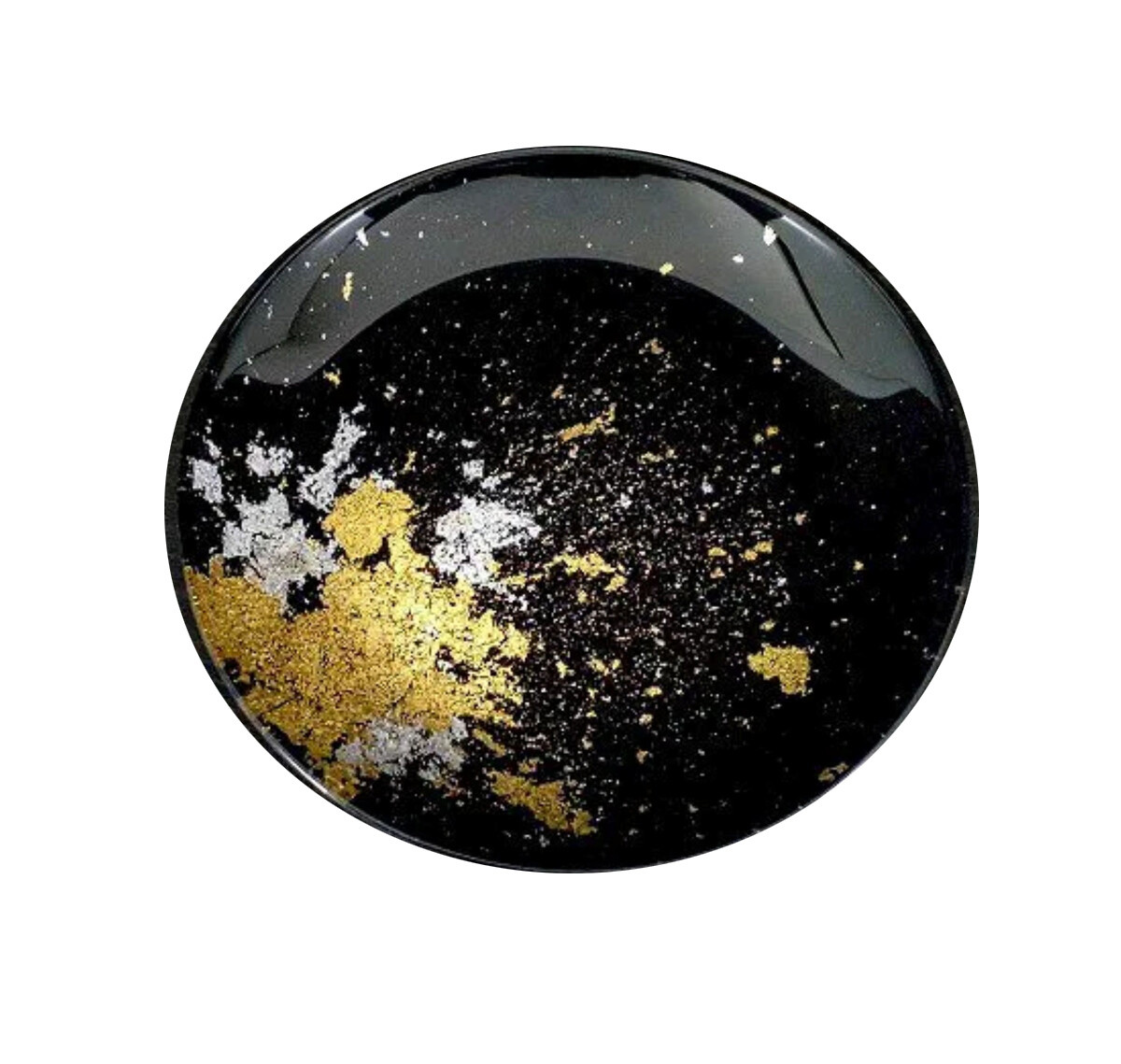 丸小皿 古代（金箔）漆黒［NF176］