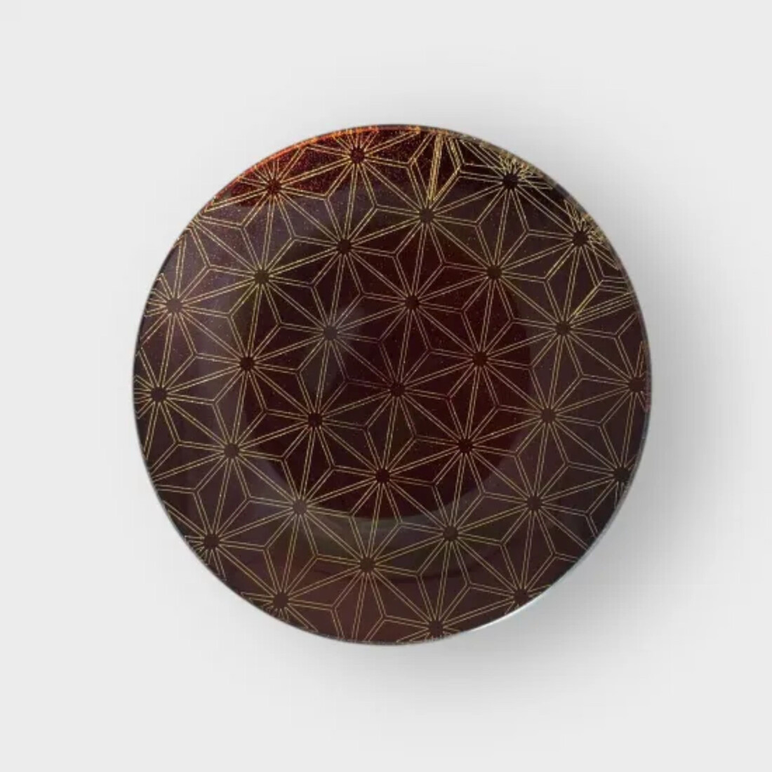 丸小皿 麻の葉 赤溜梨地 ［NF159］