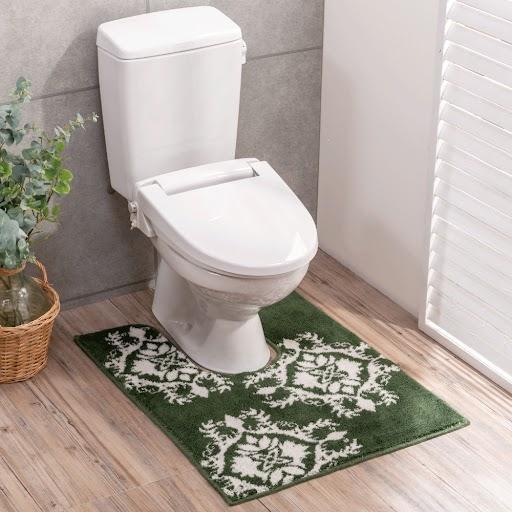 さりげなく開運リーフ柄耳長トイレマット グリーン