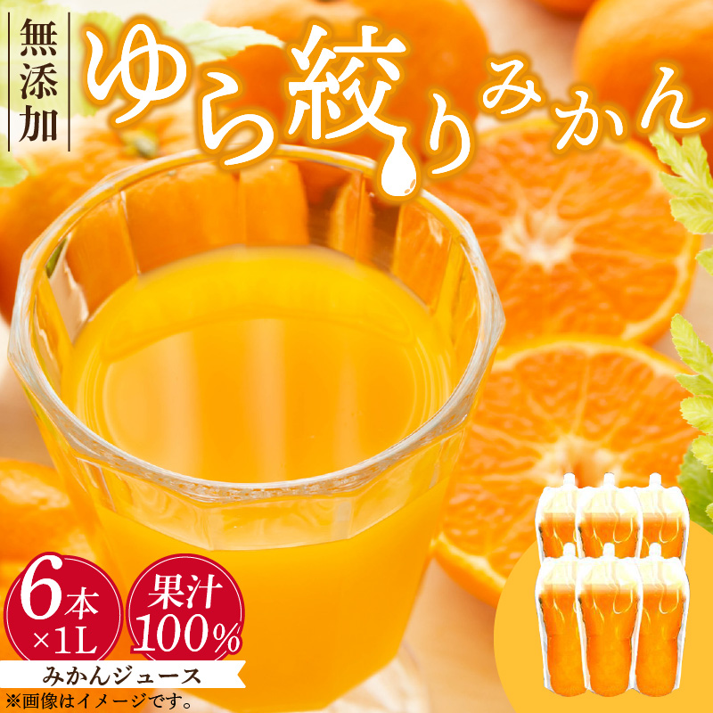 DG6009_みかんジュース 1L×6本「ゆら絞りみかん 無添加」