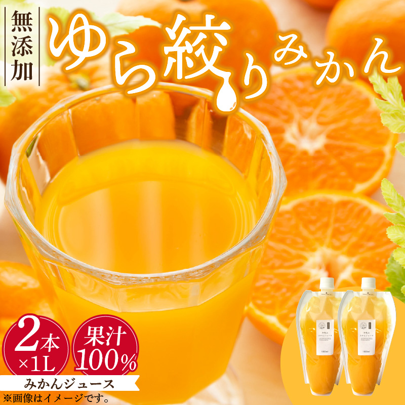 DG6016n_みかんジュース 1L × 2本「ゆら絞りみかん 無添加」
