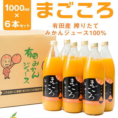 ZE6179n_「まごころ」有田みかん 100％ ジュース 1000ml 6本 セット