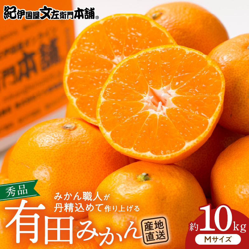 V7433_【2026年先行予約】ブランド有田みかん【Ｍ】秀品10kg／産地直送／薄皮で甘い美味しい和歌山県産／紀伊国屋文左衛門本舗（お届け日指定不可）