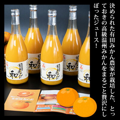 ZY6102n_有田みかんの味皇 720ml×6本 セット【和歌山 みかんジュース ミカンジュース ストレート 無添加 果汁100% 有田】