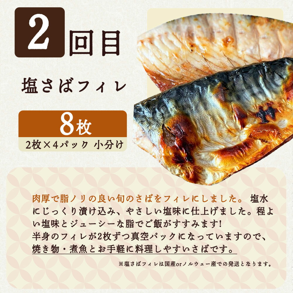 G60-T38_【定期便 全3回】魚鶴商店が選ぶ人気お魚G(銀鮭切身・サバフィレ・魚切身)