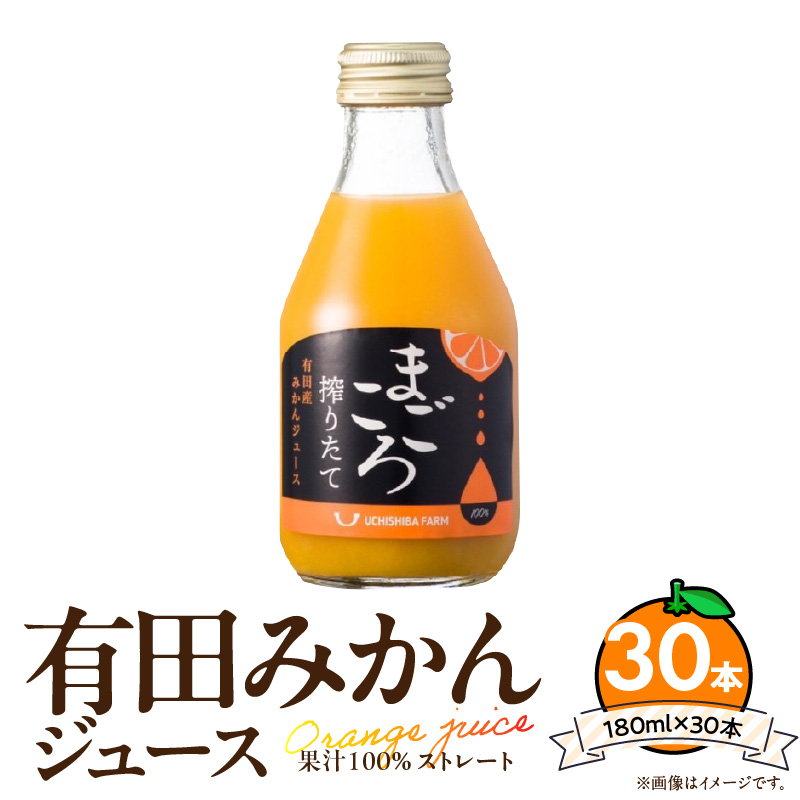 【まごころ搾りたて】有田みかん100%ジュース 180ml×30本_ZE6465