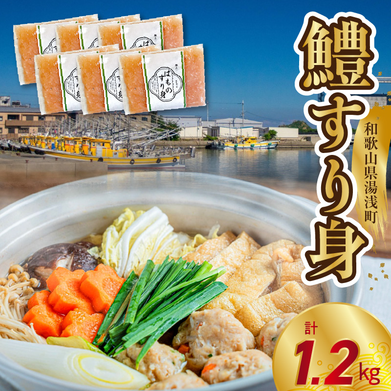 SD1003_鱧すり身 200g × 6個 高級魚 鱧 漁港直送 その日に加工 真空冷凍 鮮度 キープ すり身 鍋 ハンバーグ つみれ汁 高級料亭 気分 味わえる 自宅 簡単 出来立て さつま揚げ 冷凍 お取り寄せ 和歌山県 湯浅町 送料無料