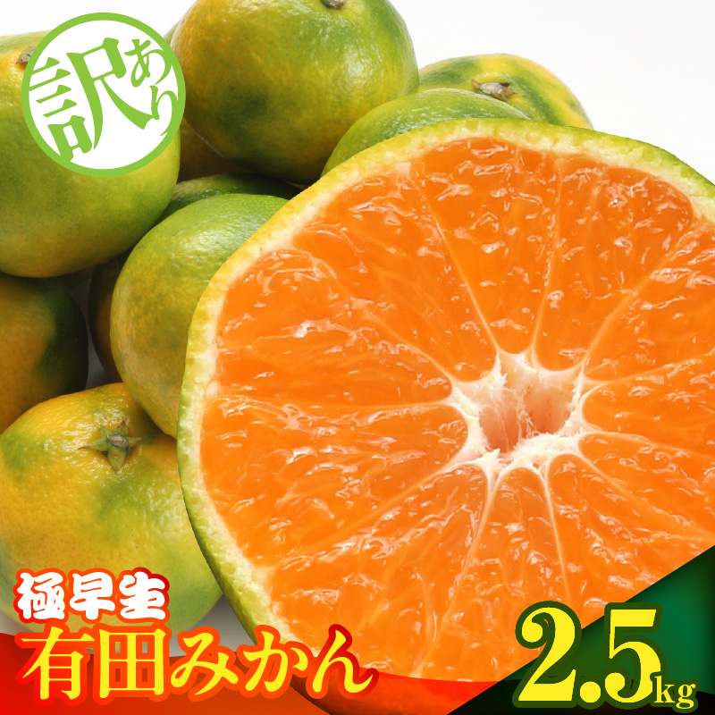 MK1085_訳あり【2026先行予約】 みかん 極早生 箱込 2.5kg ( 内容量 2.3kg ) サイズミックス 有田みかん 和歌山県産