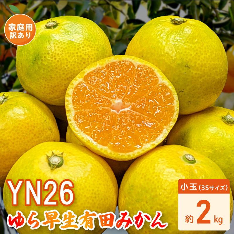 DZ6240_【2026年先行受付】家庭用 YN26 ゆら早生 有田みかん 和歌山 訳あり わけあり 小玉(3Sサイズ) 約2kg