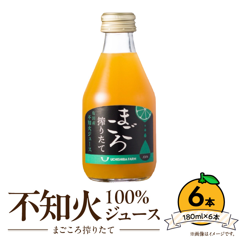 ZE6434_【まごころ搾りたて】不知火 100%ジュース 180ml × 6本