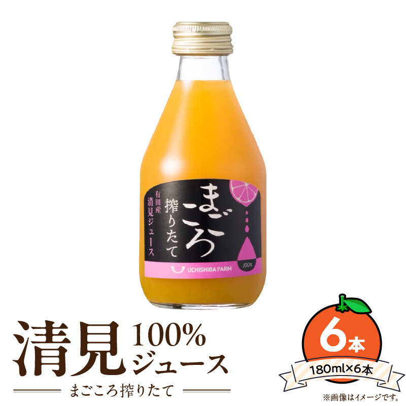 ZE6433_【まごころ搾りたて】清見 100%ジュース 180ml × 6本