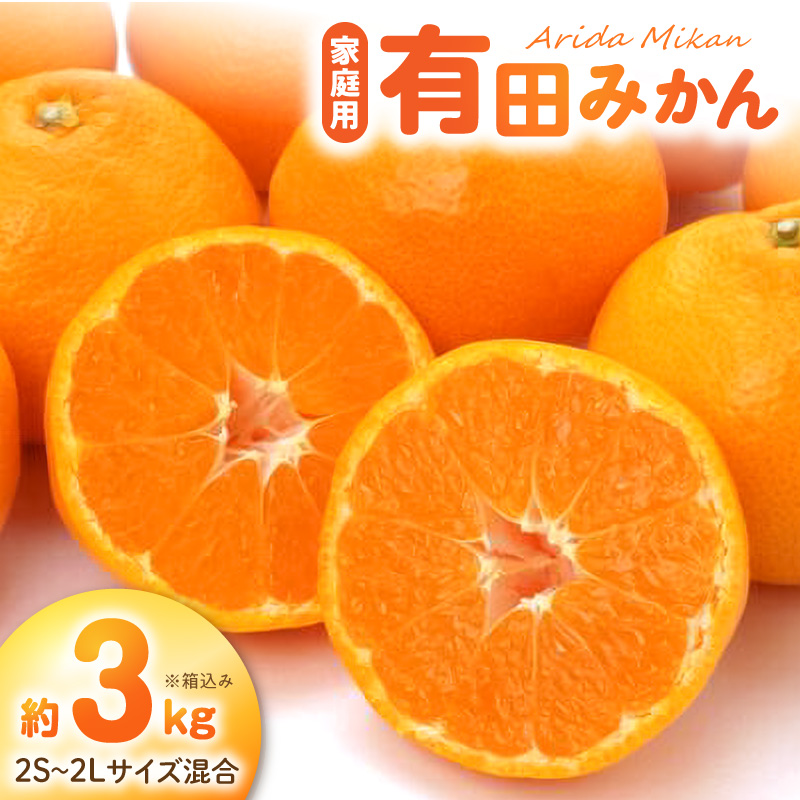《2026年11月中旬～2027年1月中旬頃に順次発送予定》【2026年先行予約】ご家庭用有田みかん箱込み約3kg_AN6117