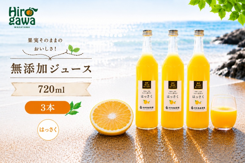はっさく 100% ジュース / 八朔 ストレート 果汁 無添加 柑橘 和歌山 11000円 720ml ※北海道・沖縄・離島への配送不可 //drink 【ikd100-has720-3】