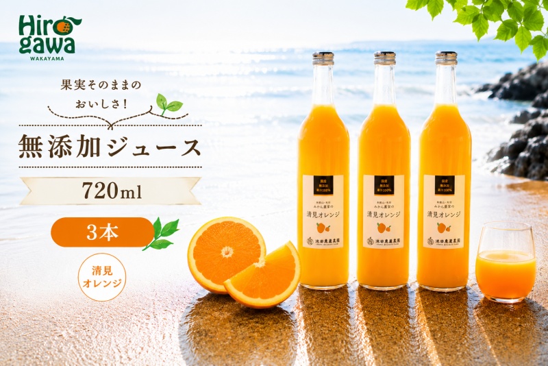 清見 オレンジ 100% ジュース / きよみ オレンジ ストレート 果汁 無添加 柑橘 和歌山 12000円 720ml ※北海道・沖縄・離島への配送不可 //drink 【ikd100-kiy720-3】