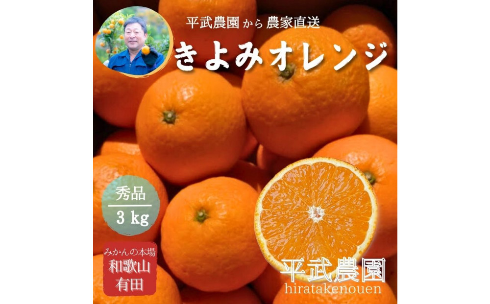農家直送！きよみオレンジ 3kg ≪秀品≫［平武農園］～蛍飛ぶ町から旬の便り～［2026年3月下旬から順次発送予定］
