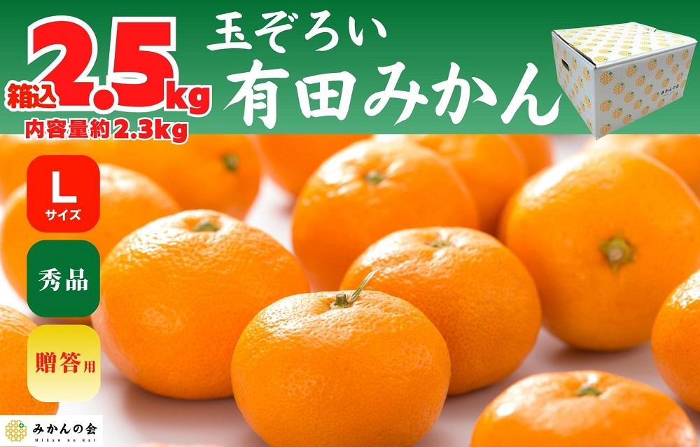 みかん Lサイズ 秀品 箱込 2.5kg (内容量約 2.3kg) 有田みかん 和歌山県産 産地直送 贈答用 ［2026年11月中旬より順次出荷予定］［みかんの会］