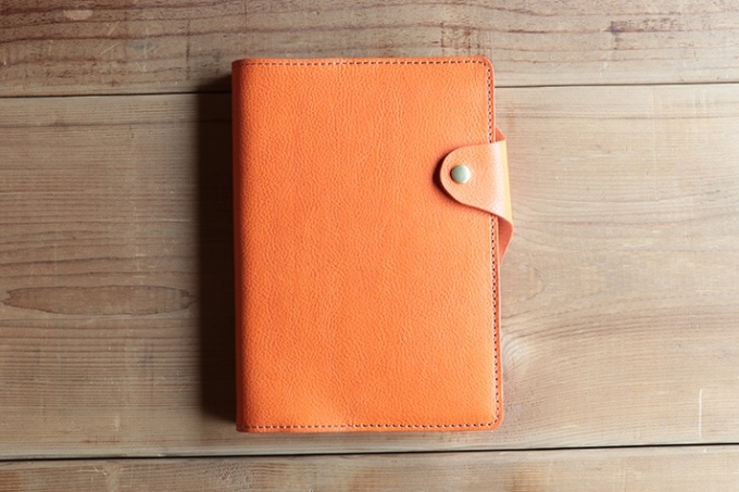 レザー手帳カバー（cousin A5）【オレンジ】イタリアンレザーカバー　