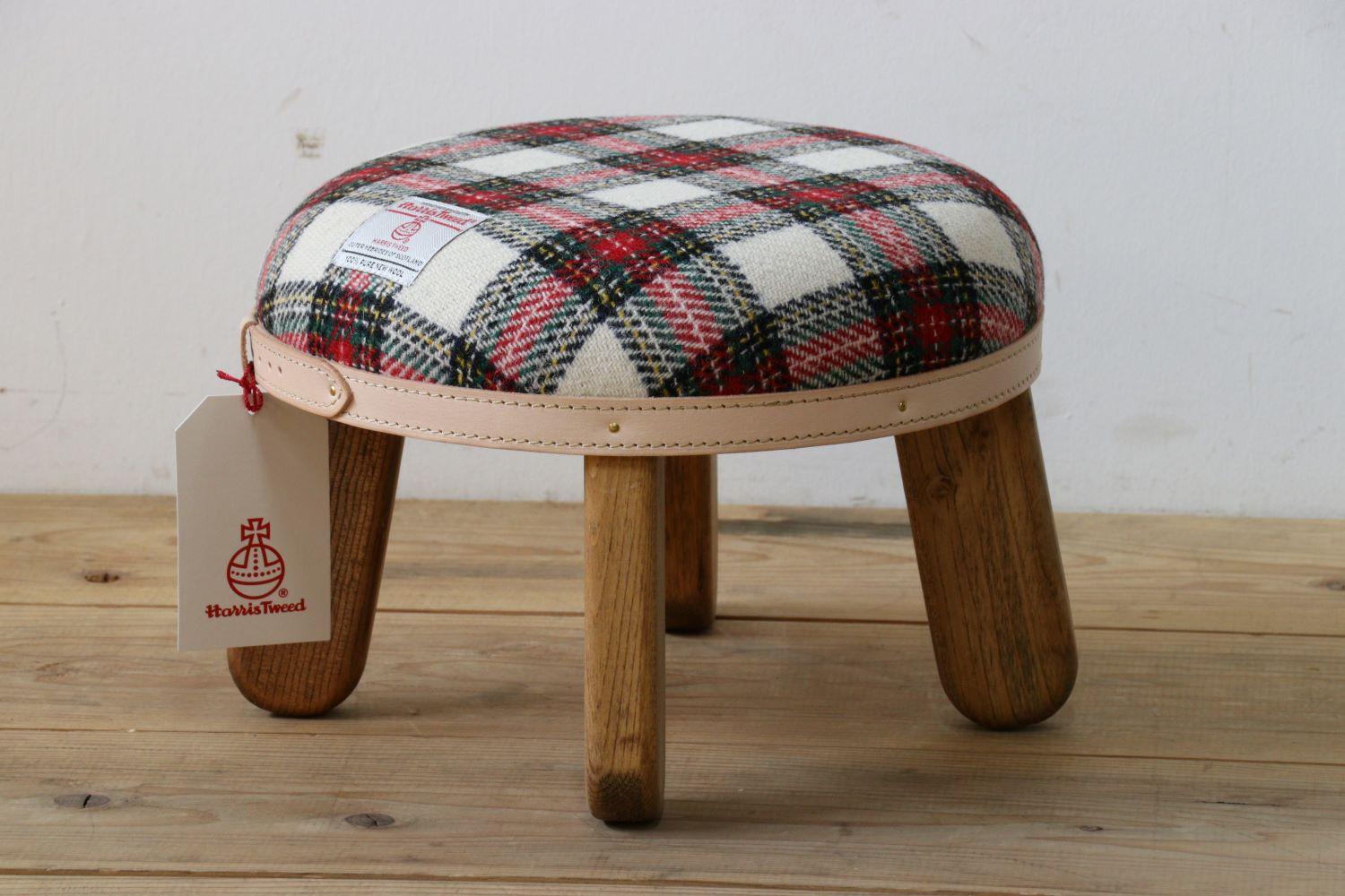 まぁるいスツール【イタリアンチェック】 子供 椅子イスキッズ HARRIS TWEED（ハリスツイード）家具