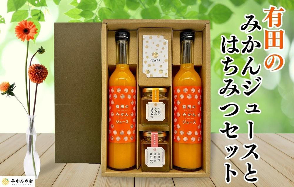 ［お中元］みかんジュース (500ml×2本) と はちみつ ( みかん蜂蜜・百花蜂蜜 各210g) セット 和歌山県産 産地直送 みかんの会 ［7月上旬～8月上旬に順次発送］